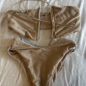 SHEIN Textured Tan Bikini Set